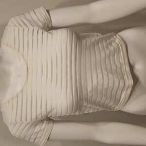 White Crop Top With Sheer Striping